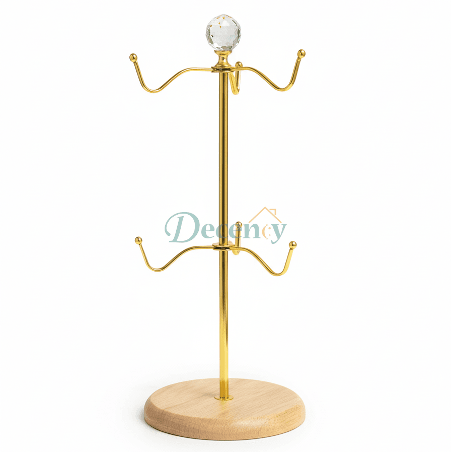 Luxury Golden Mug Rack Stand with 6 Hooks for Kitchen Countertop in Pakistan
