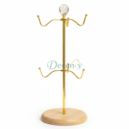Luxury Golden Mug Rack Stand with 6 Hooks for Kitchen Countertop in Pakistan