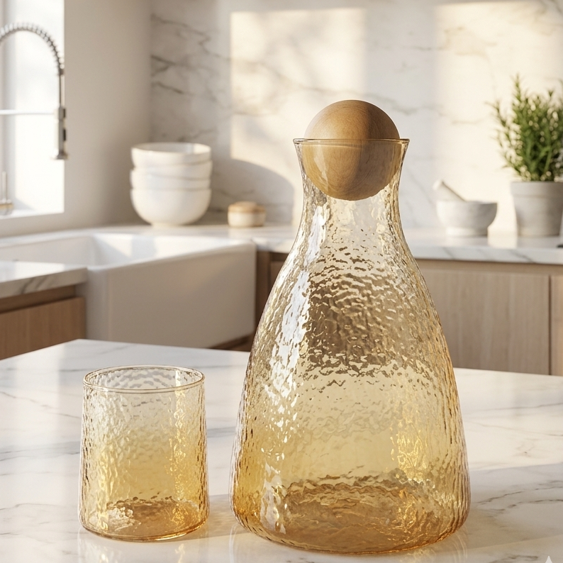 Amber Luxe 7-Piece Whiskey Decanter Gift Set