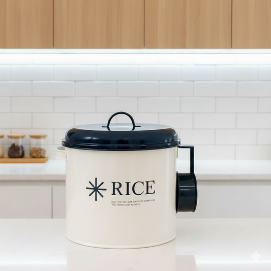 Elegant Metal Rice Canister – Airtight & Moisture-Proof Storage