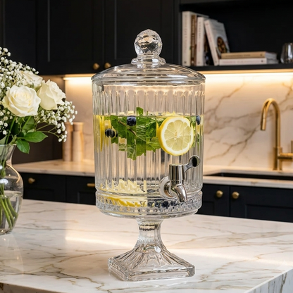 4.5L Crystal Cut Glass Beverage Dispenser with Tap