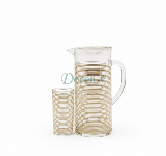 Acrylic Water Set with Decorative Gold and White Pattern (4)