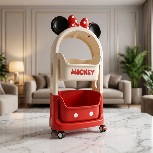 Disney Mickey Mouse 2-Tier Kids Rolling Storage Cart with Wheels