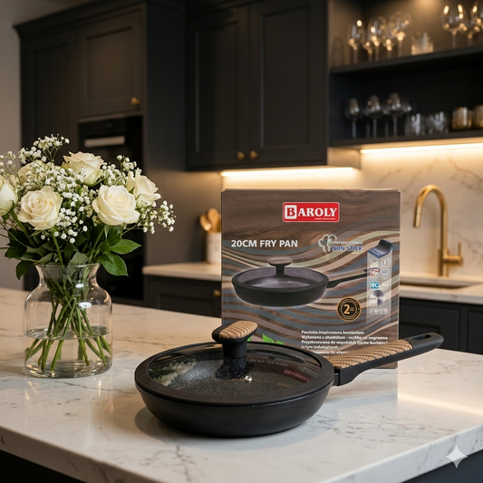 Baroly Non-Stick Fry Pan with Glass Lid | Premium Aluminum Cookware