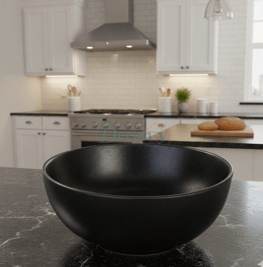 DANNY HOME BLACK CERAMIC SALAD BOWL
