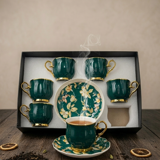 Luxury 6 Pcs Ceramic Cup & Saucer Tea Set – ( C-08 )