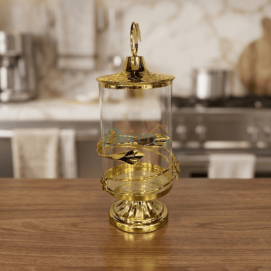 Luxury Golden Storage Jars - Spiral Leaf