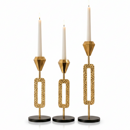 Premium Gold Metal Candle Holder Set (3-Piece)