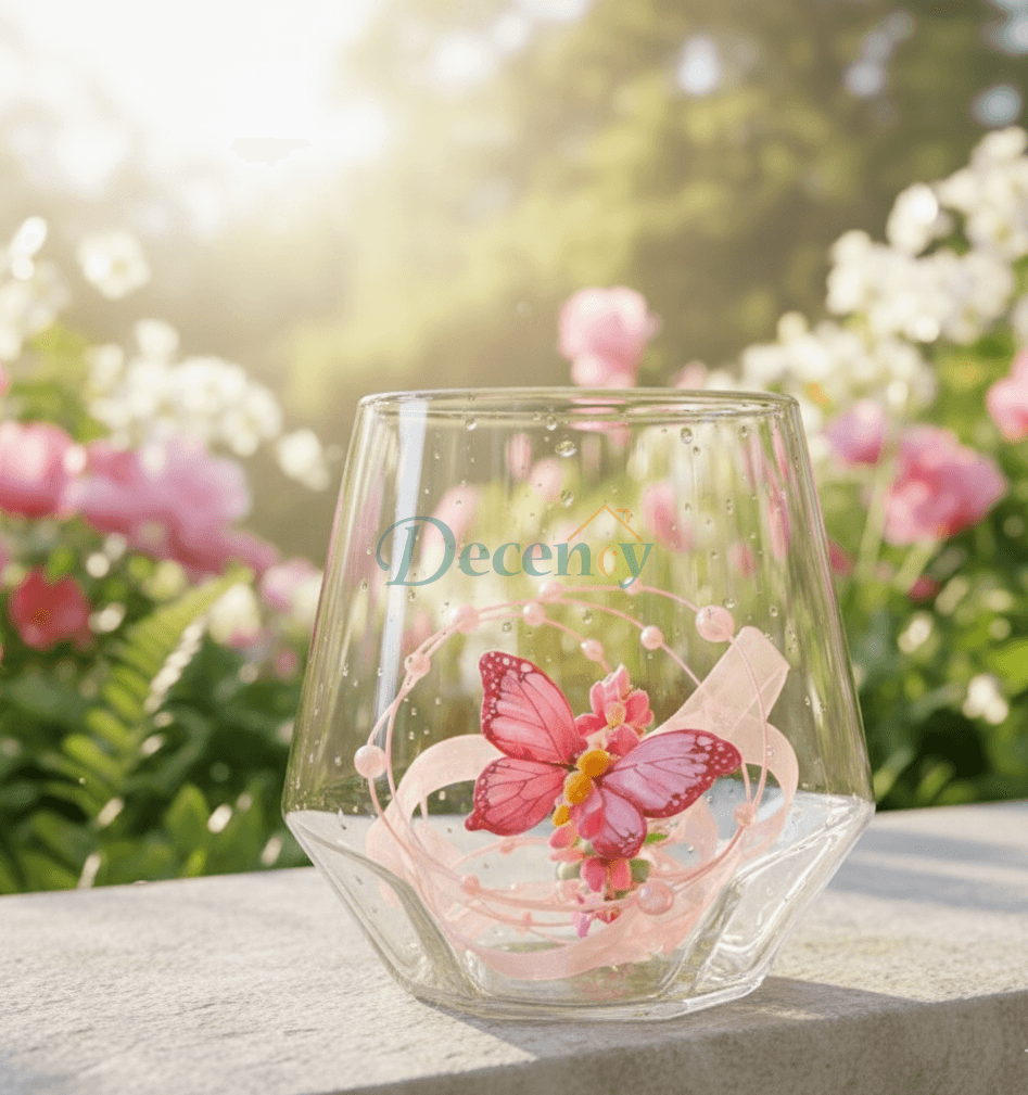 GlassLux Double Wall Insulated Coffee Mug with Butterfly Design - Online Pakistan