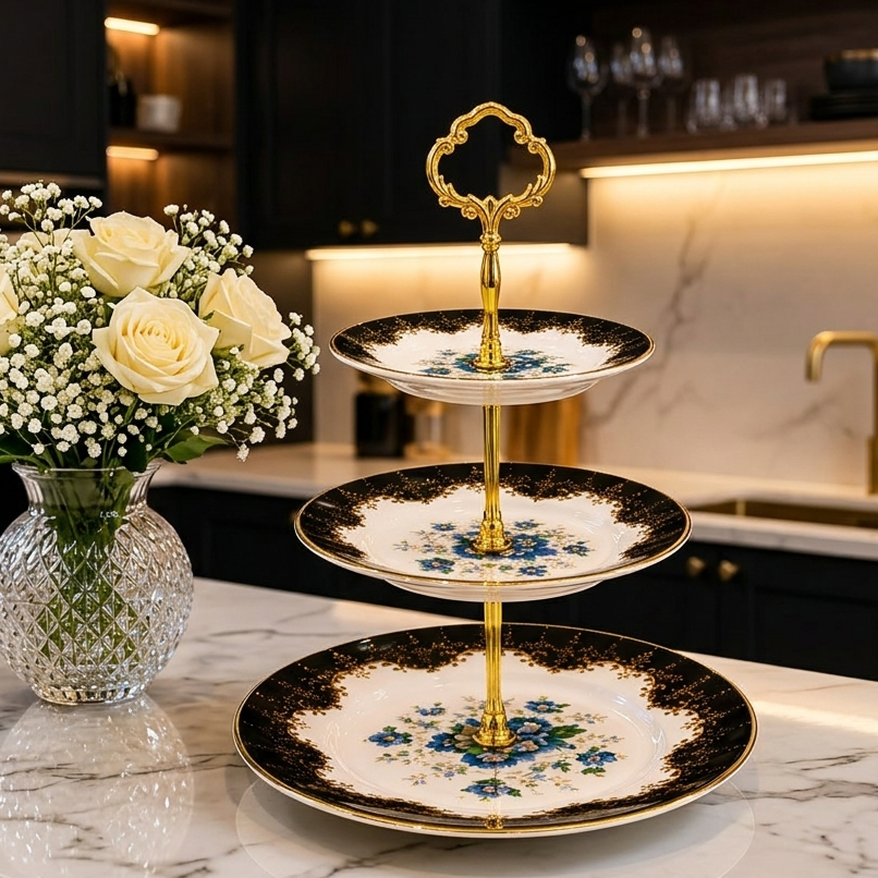 Royal Albert  3-Tier Luxury Serving Platter ( 4 )