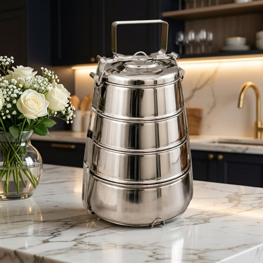 4 Layer Premium Stainless Steel Multi-Layer Lunch Box