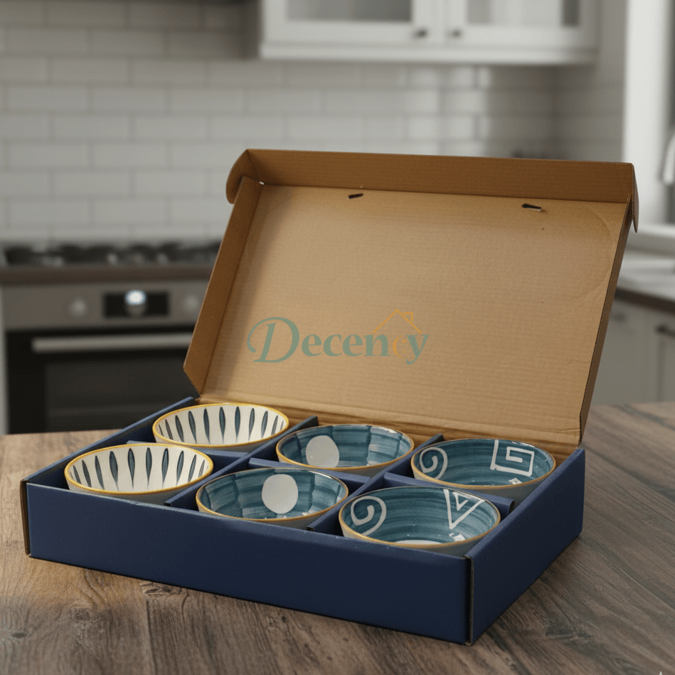 Elegant Sakura Flower Dessert Bowl Set – 6-Piece Ceramic Collection