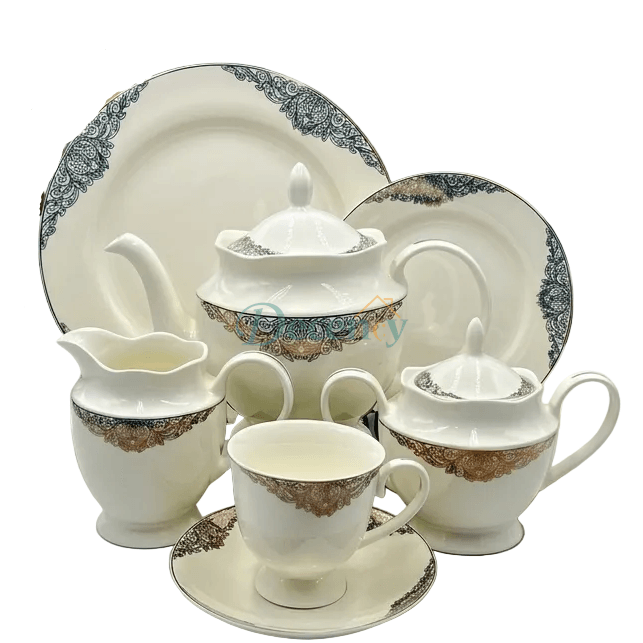 24 PCS Tea Set with Elegant -Cups, Saucers & Serving Accessories ( 5 )