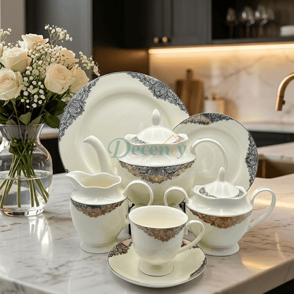 24 PCS Tea Set with Elegant -Cups, Saucers & Serving Accessories ( 5 )