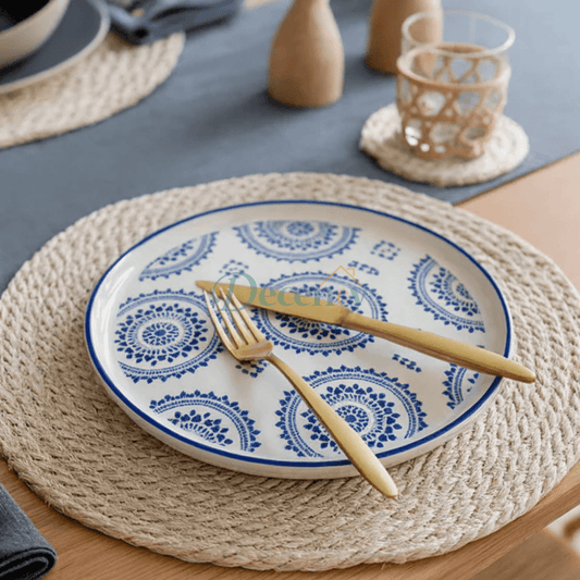 Danny Home Elegant Round Ceramic Serving Plate – ROYAL BLUE