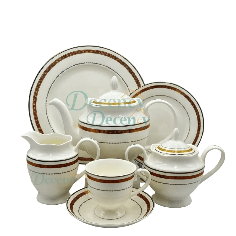 24 PCS Tea Set with Elegant -Cups, Saucers & Serving Accessories ( 7 )