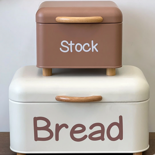 Bread Stock Storage Containter Rubber Wood Handle Set of 2