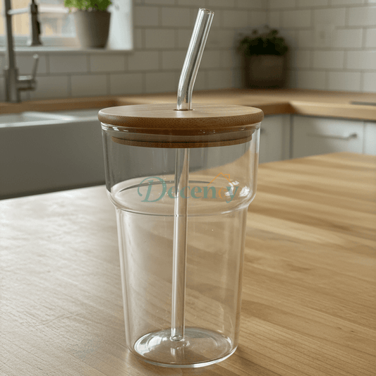 Elegant Iced Tea Glass – Large Cup with Lid & Straw