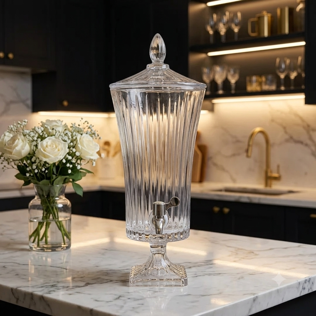 4.5L Glass Beverage Dispenser with Tap & Lid