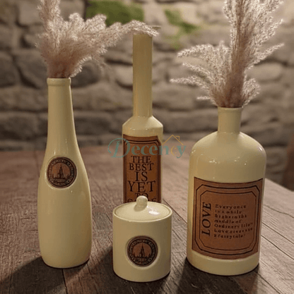 Elegant Antique Ceramic Vase & Candy Jar Set – 4-Piece