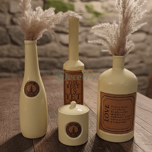 Elegant Antique Ceramic Vase & Candy Jar Set – 4-Piece