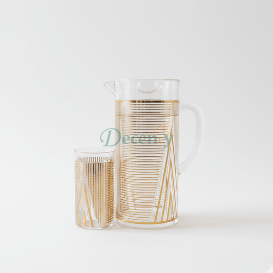 Acrylic Water Set with Decorative Gold and White Pattern (3)