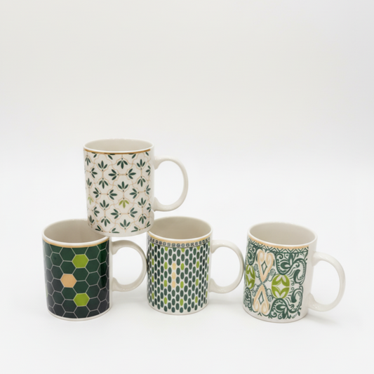 Geometric & Floral Green Mug