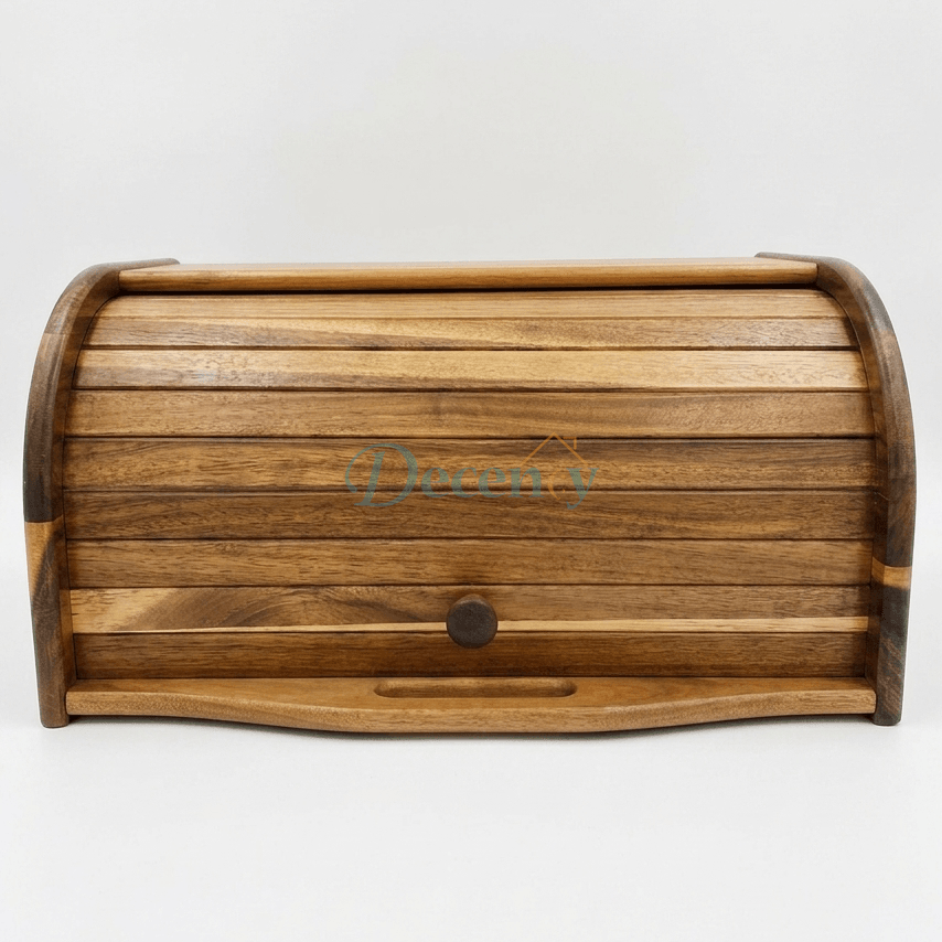 Premium Bamboo Bread Box with Roll Top Shutter Door