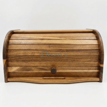 Premium Bamboo Bread Box with Roll Top Shutter Door