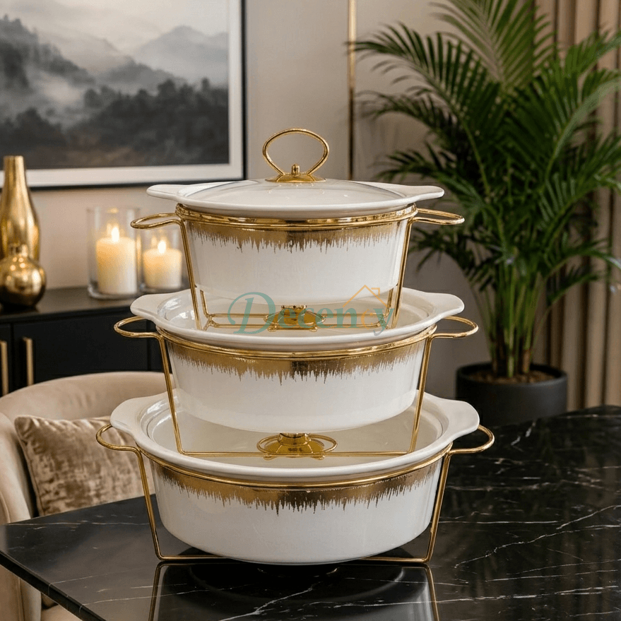 Round White Serving Dish Set – Elegant Ceramic Dinnerware Collection