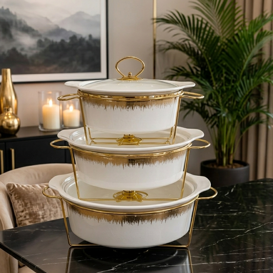 Round White Serving Dish Set – Elegant Ceramic Dinnerware Collection