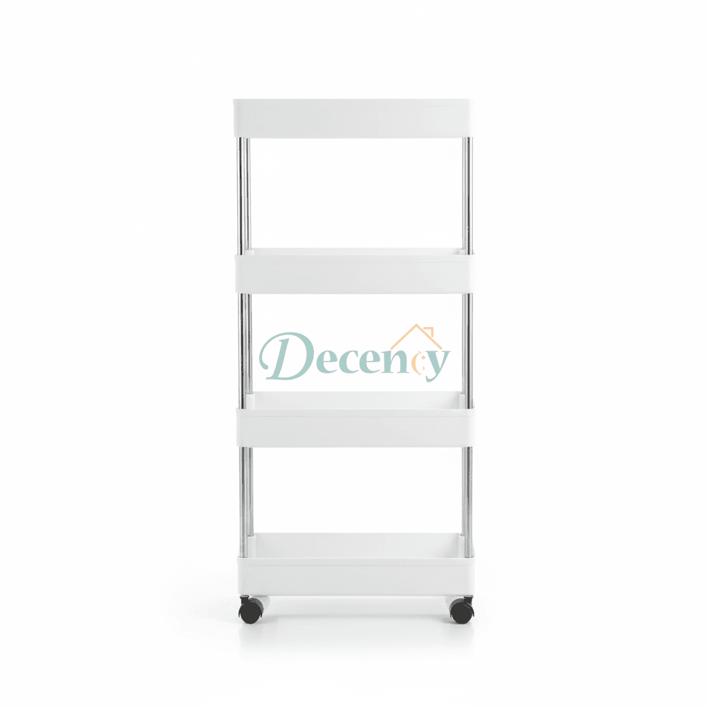 4-Tier Slim Rolling Storage Cart for Narrow Kitchen and Bathroom Gaps