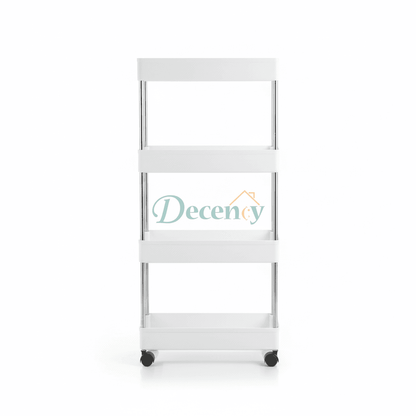 4-Tier Slim Rolling Storage Cart for Narrow Kitchen and Bathroom Gaps