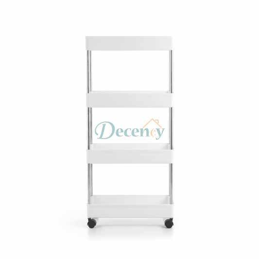 4-Tier Slim Rolling Storage Cart for Narrow Kitchen and Bathroom Gaps