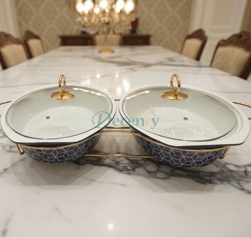 Luxury Twin Ceramic Chafing Dish Set (Round)