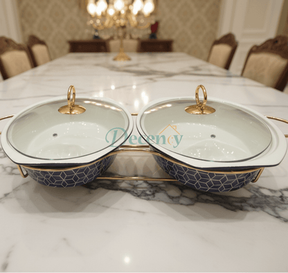 Luxury Twin Ceramic Chafing Dish Set (Round)