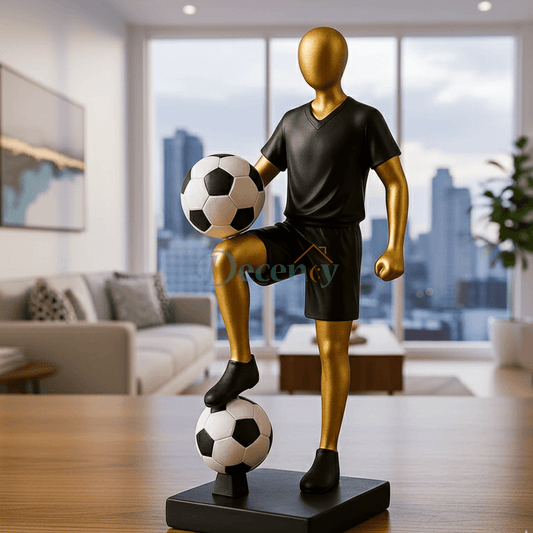 Abstract Football Player Sculpture – Luxury Fiber Sports Statue