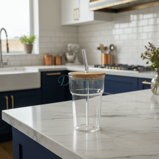 Elegant Iced Tea Glass – Large Cup with Lid & Straw