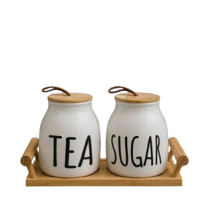 Nordica Kitchen Canister Set with Bamboo Base