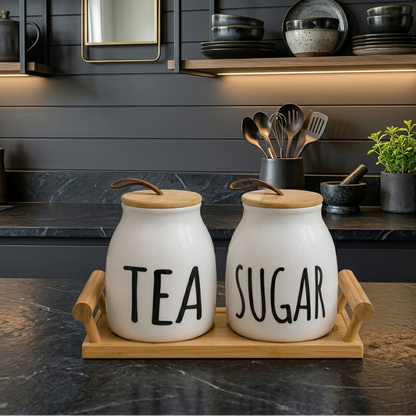 Nordica Kitchen Canister Set with Bamboo Base