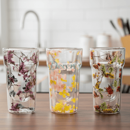 Double Wall Dried Flower Glass – Elegant & Aesthetic Drinkware`
