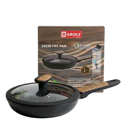 Baroly Non-Stick Fry Pan with Glass Lid | Premium Aluminum Cookware