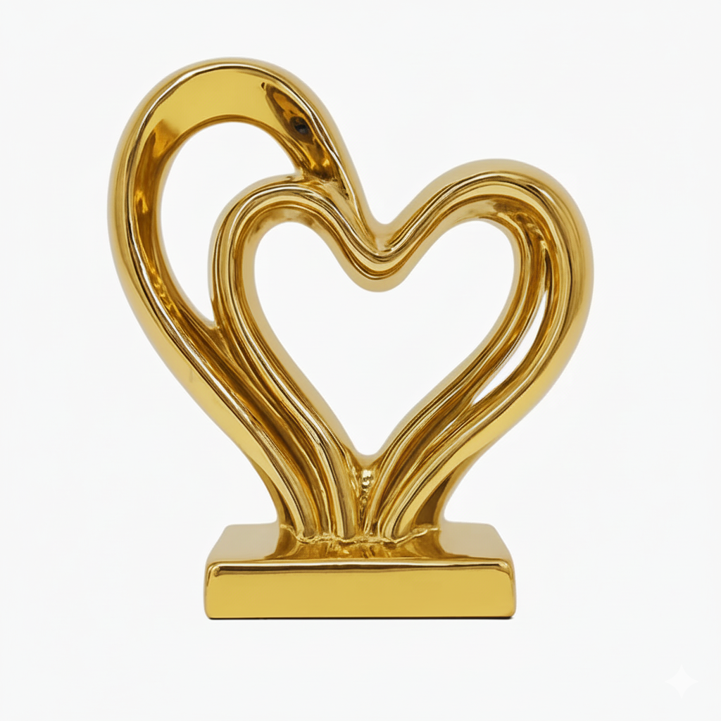 Luxury Golden Heart Sculpture – Elegant Home Decor
