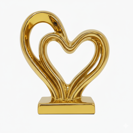 Luxury Golden Heart Sculpture – Elegant Home Decor