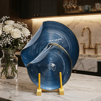 Luxury 7-Piece Handmade Ceramic Cake Serving Set –  (BLUE )