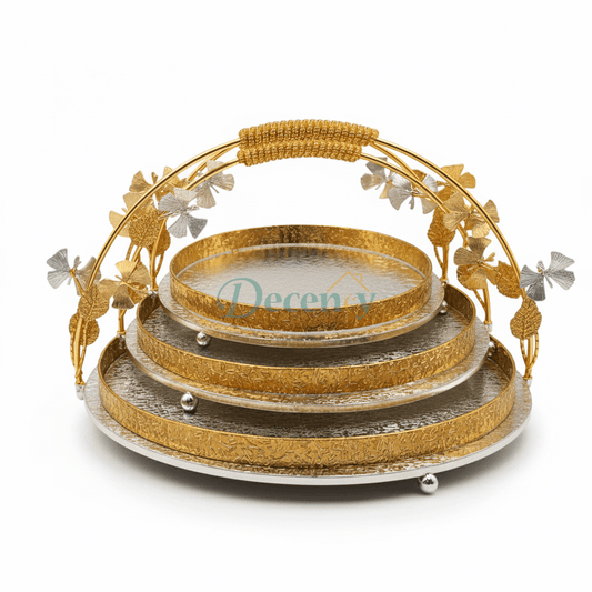 Golden Round Platter Set