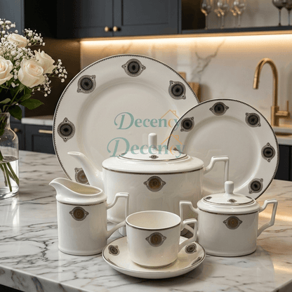 24 PCS Tea Set with Elegant -Cups, Saucers & Serving Accessories ( 9 )