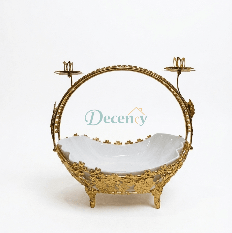 Luxury Royal Gold-Plated Ceramic Fruit Basket
