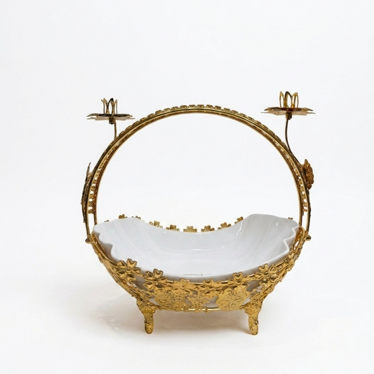 Luxury Royal Gold-Plated Ceramic Fruit Basket
