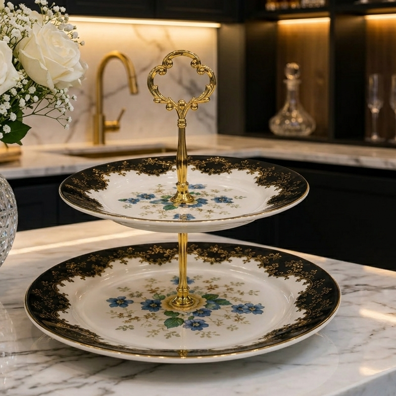 Royal Albert 2-Tier Luxury Serving Platter ( 4 )